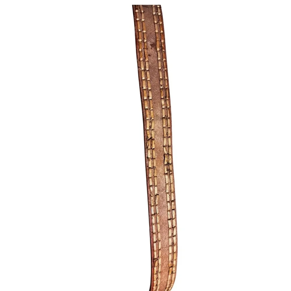 Vintage Alatorre Tooled Leather Belt Wove inlay Western Mexico 33